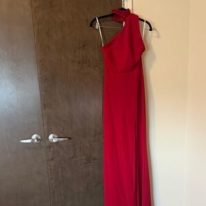 Lulu's Vibrant Red One-Shoulder Dress